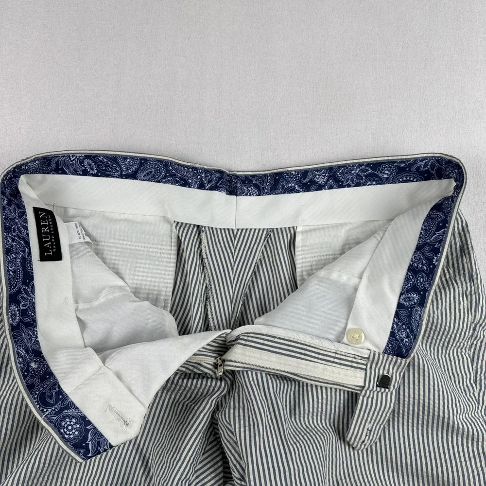 Lauren Ralph Lauren Mens Blue White Seersucker Chino Pants  fits 34*27 Coastal